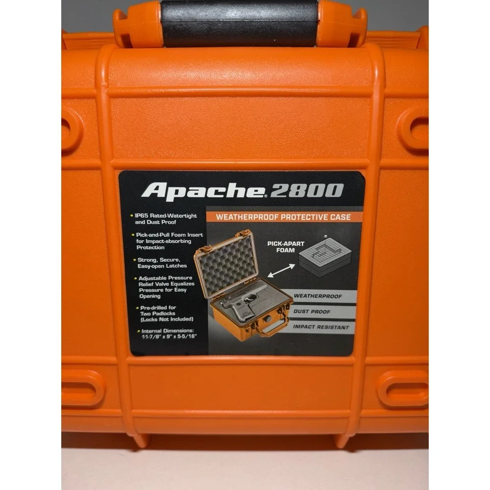 Apache 2800 Orange Hard Case IP65 Waterproof Dustproof Camera Pistol Equipment